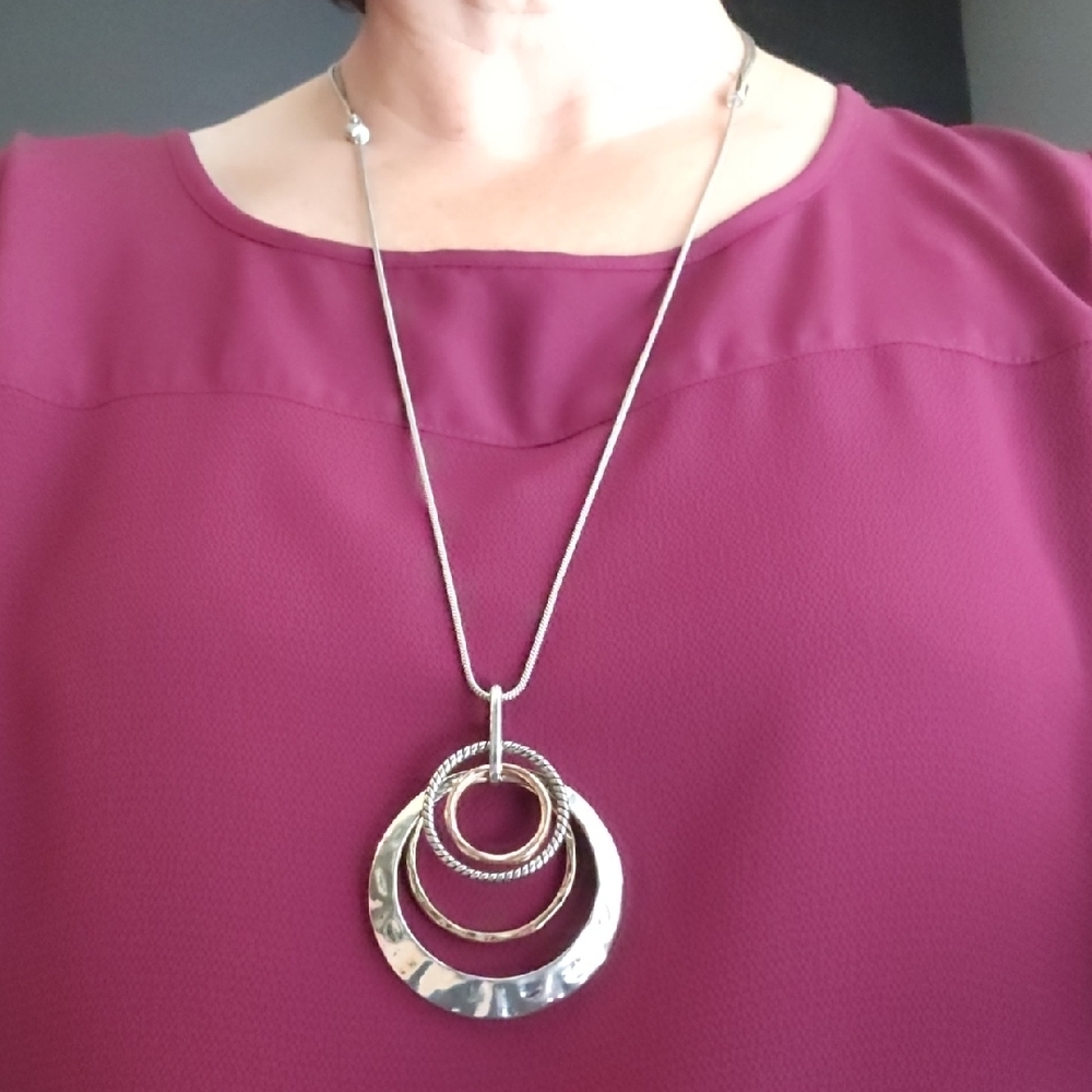 Adjustable Silver, Gold, Brass Pendant Necklace
